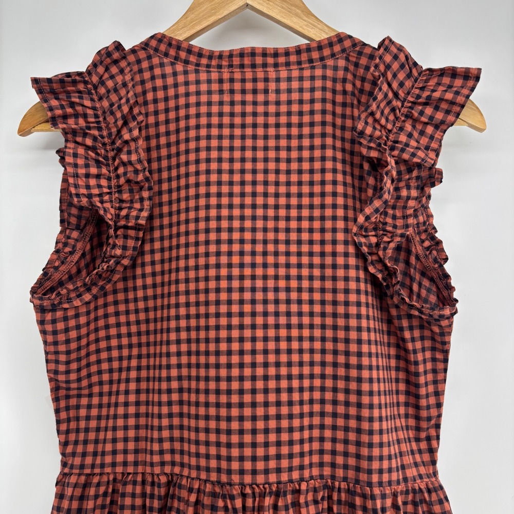 Nation LTD Tegan Ruffle Sleeve Mini Dress V‎ Neck Button Front Coral XS Pockets - Picture 6 of 12